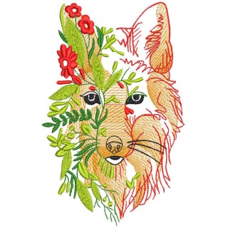 Wolf hidden in autumn foliage embroidery design - Embroidery Design