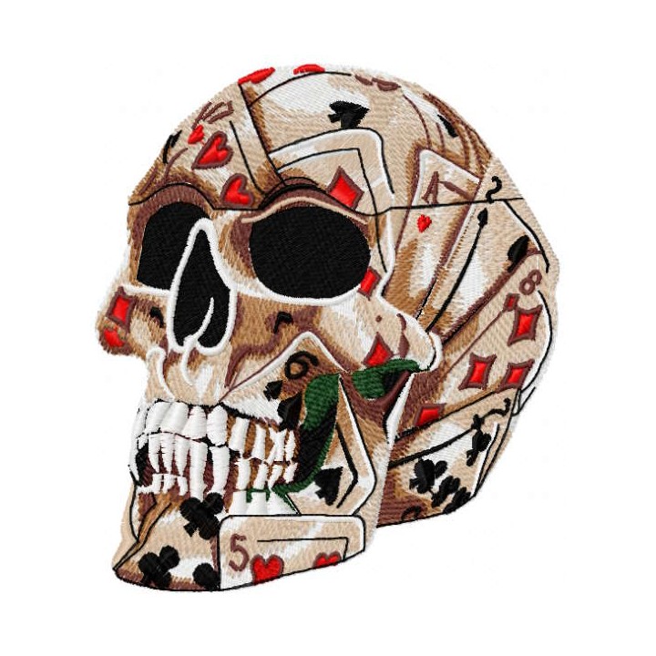 Skull with playing cards embroidery design - Embroidery Design