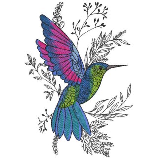 Fluttering hummingbird embroidery design - Embroidery Design