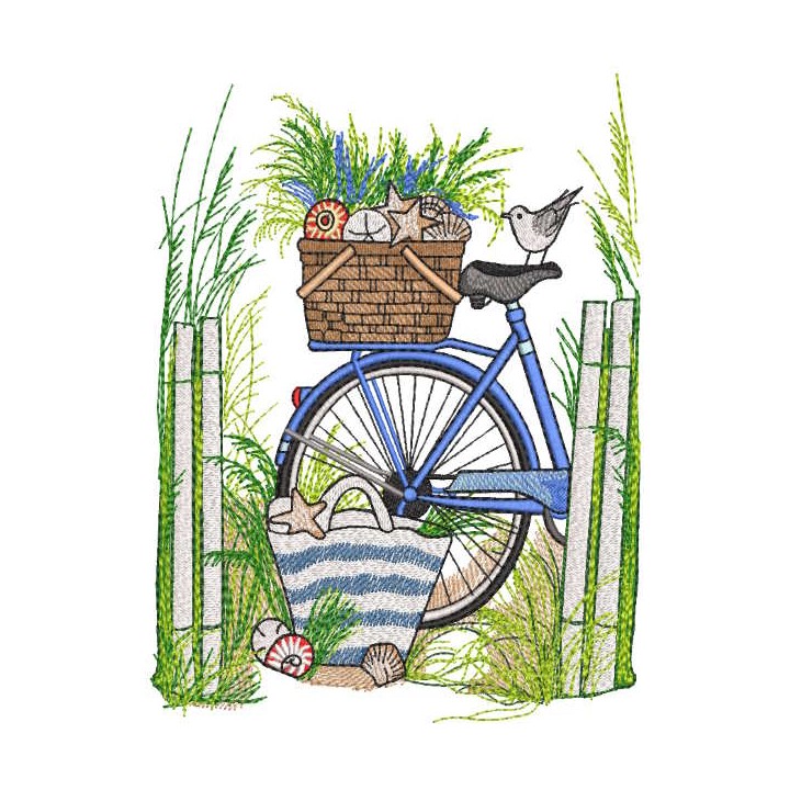 Picnic on the sea beach embroidery design - Embroidery Design