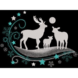 Christmas night landscape embroidery design - Embroidery Design