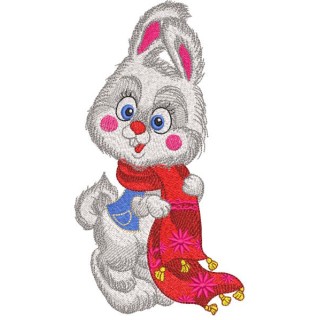 Bunny in a warm scarf embroidery design - Embroidery Design