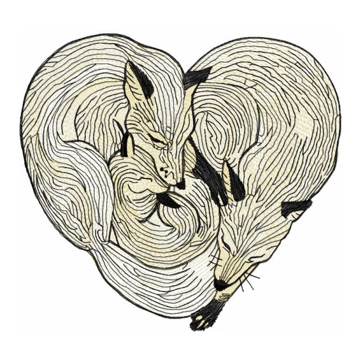 Two sleeping foxes embroidery design - Embroidery Design