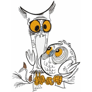 Two owls friends embroidery design - Embroidery Design