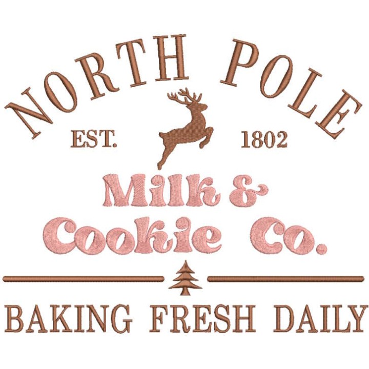 North Pole Milk and cookies co embroidery design - Embroidery Design