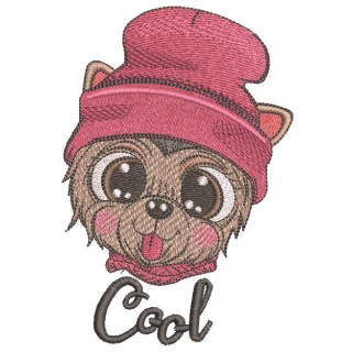 Dog in winter hat with tongue hanging out embroidery design - Embroidery Design