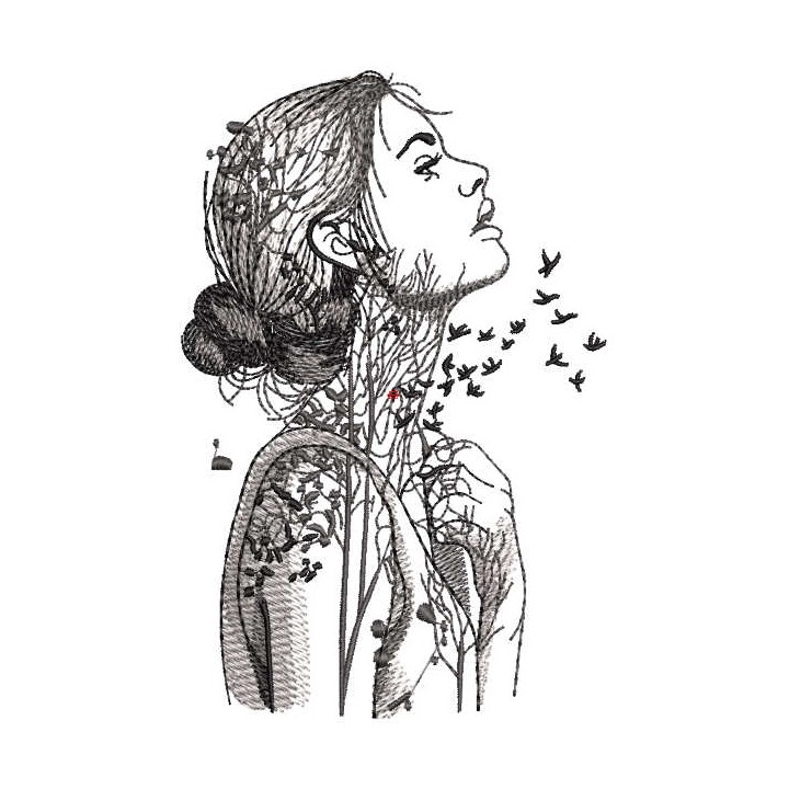 Forest girl embroidery design - Embroidery Design