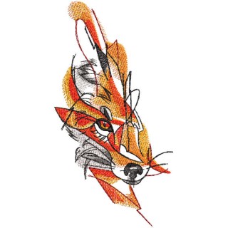 Fox color sketch embroidery design - Embroidery Design