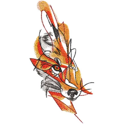 Fox color sketch embroidery design showcasing a whimsical, artistic representation of a fox for stitching.