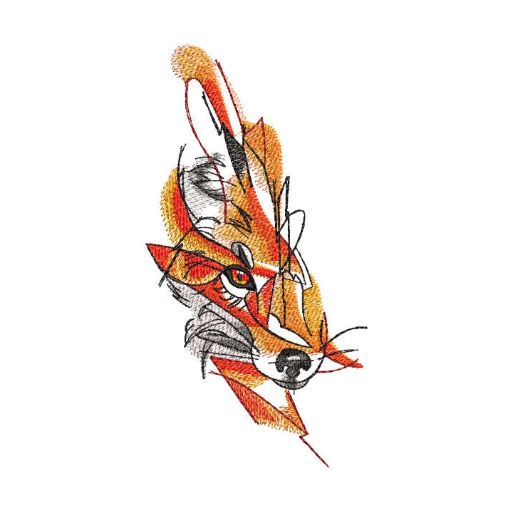 Fox color sketch embroidery design - Embroidery Design