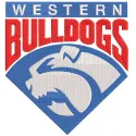 Embroidery design of the Western Bulldogs football club's old logo, ideal for stitching on sports apparel.