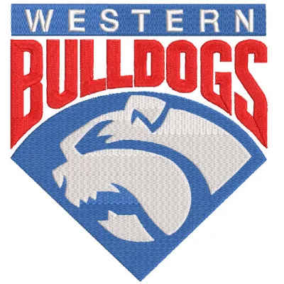 Embroidery design of the Western Bulldogs football club's old logo, ideal for stitching on sports apparel.