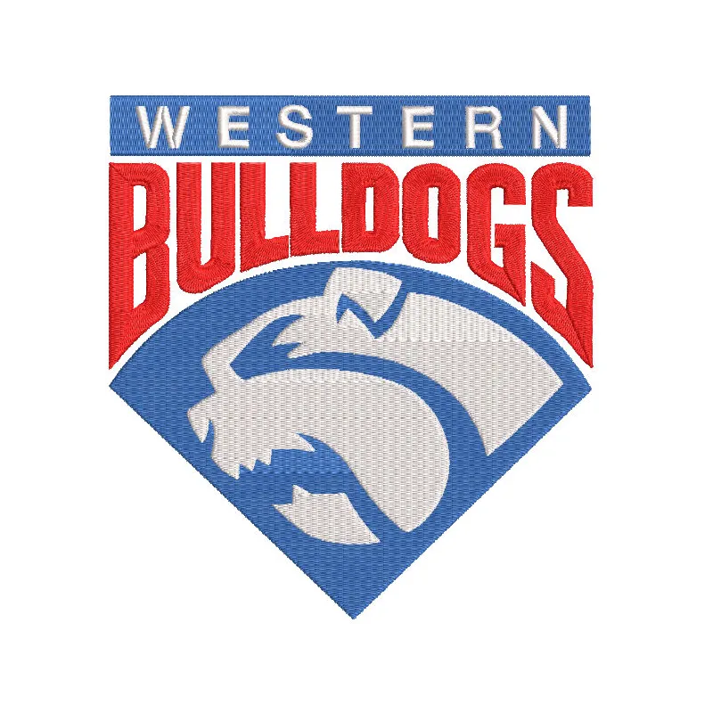 Embroidery design of the Western Bulldogs football club's old logo, ideal for stitching on sports apparel.