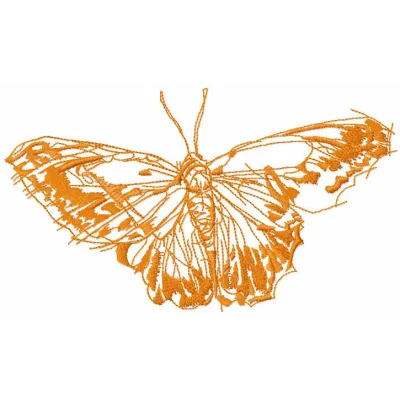 Preview of a vibrant orange monarch butterfly embroidery design, perfect for adding a nature-inspired touch to various proje…