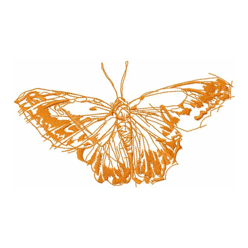 Preview of a vibrant orange monarch butterfly embroidery design, perfect for adding a nature-inspired touch to various proje…