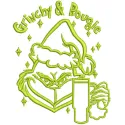 Preview of the Christmas Grinchy and Bougie embroidery design featuring a playful Dr. Seuss-inspired motif.