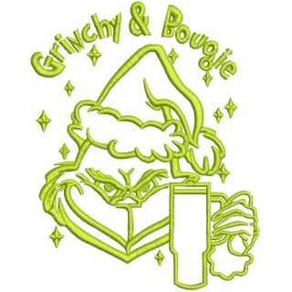 Christmas Grinchy And Bougie embroidery design - Embroidery Design