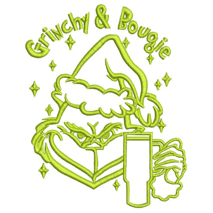 Christmas Grinchy And Bougie embroidery design - Embroidery Design