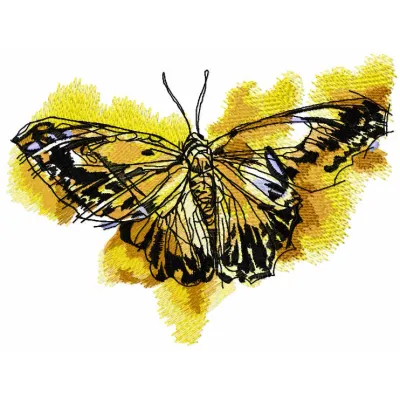 Monarch butterfly sketch embroidery design showcased in intricate stitching patterns for creative projects.