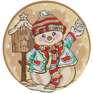 Cheerful snowman with a mailbox embroidery design - Embroidery Design