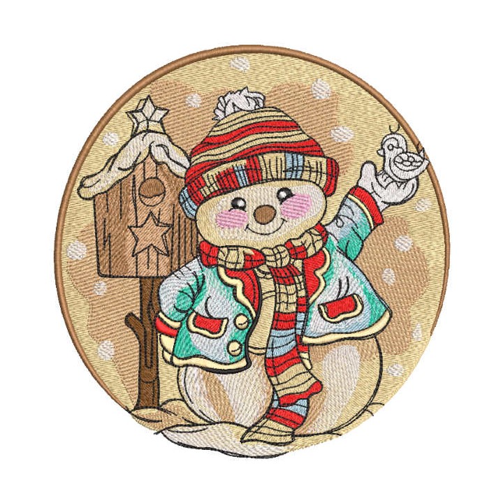 Cheerful snowman with a mailbox embroidery design - Embroidery Design