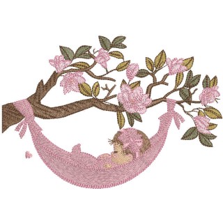 Baby sleeping in a hammock embroidery design - Embroidery Design