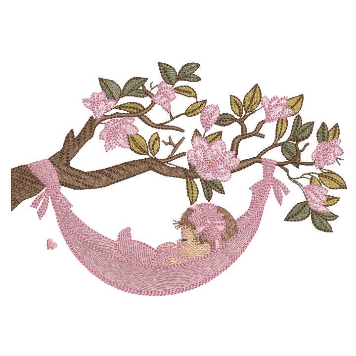 Baby sleeping in a hammock embroidery design - Embroidery Design