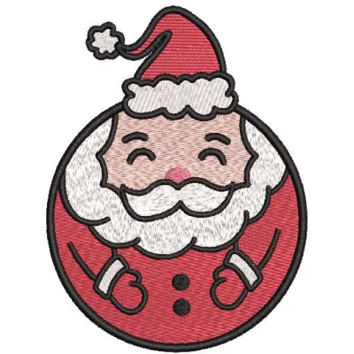 Santa ball embroidery design featuring a cheerful Santa Claus motif for festive stitching projects.