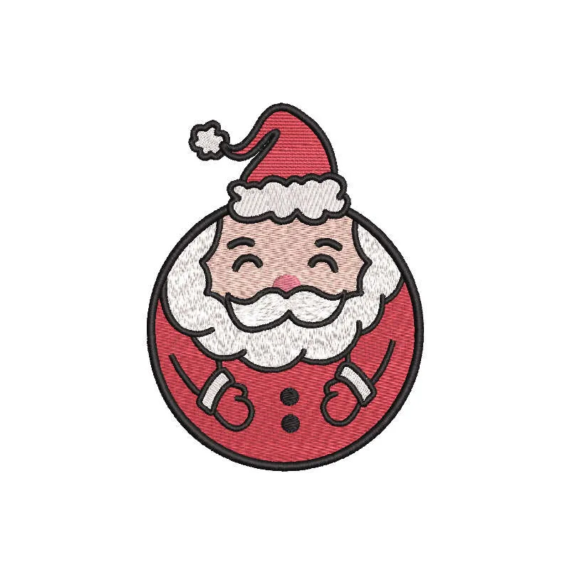 Santa ball embroidery design featuring a cheerful Santa Claus motif for festive stitching projects.