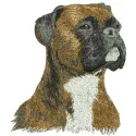 Boxer dog embroidery design showcasing a detailed stitched motif of a playful boxer dog.