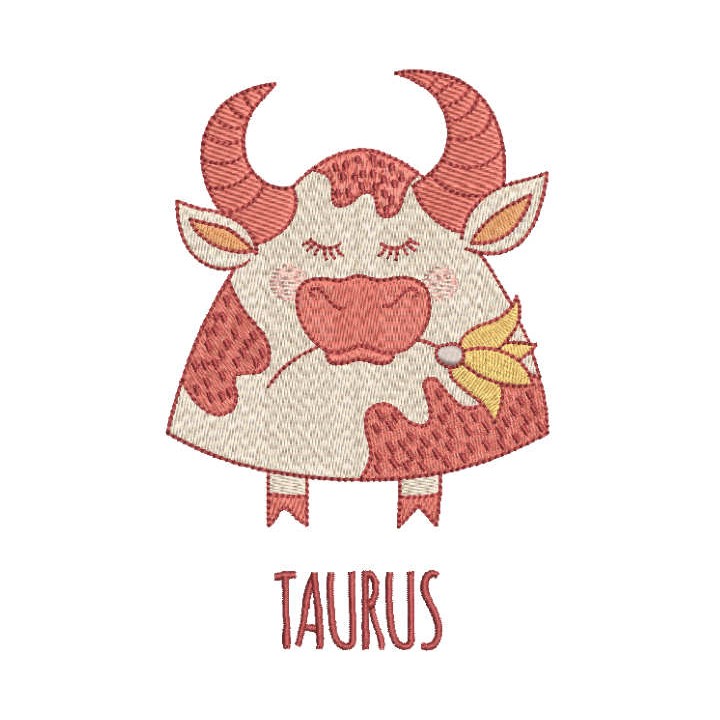 Taurus Zodiac sign embroidery design - Embroidery Design