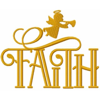 Faith trumpeting angel embroidery design - Embroidery Design