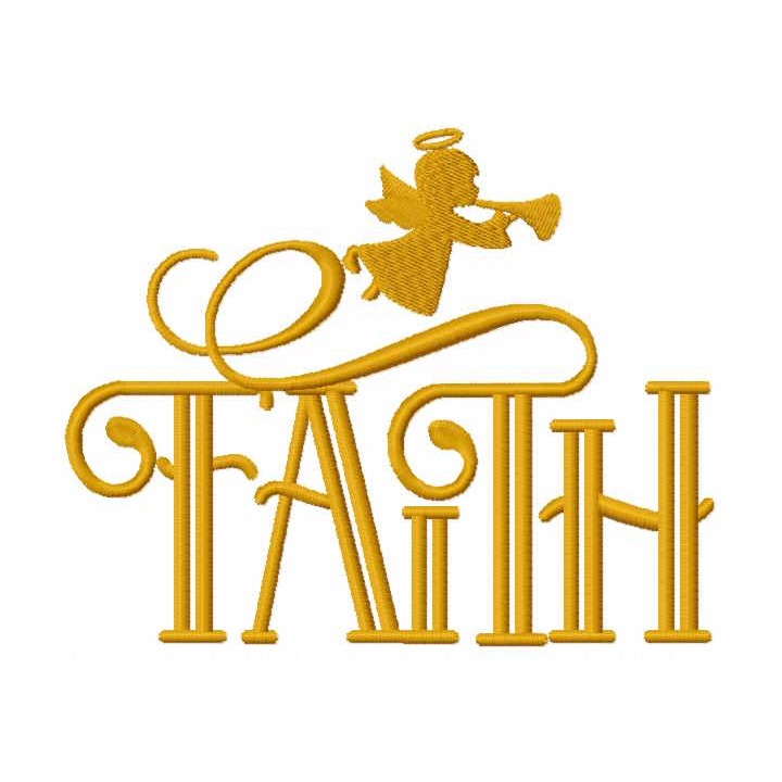 Faith trumpeting angel embroidery design - Embroidery Design