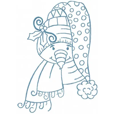 Vintage style snowman Christmas embroidery design featuring festive motifs for holiday stitching projects.