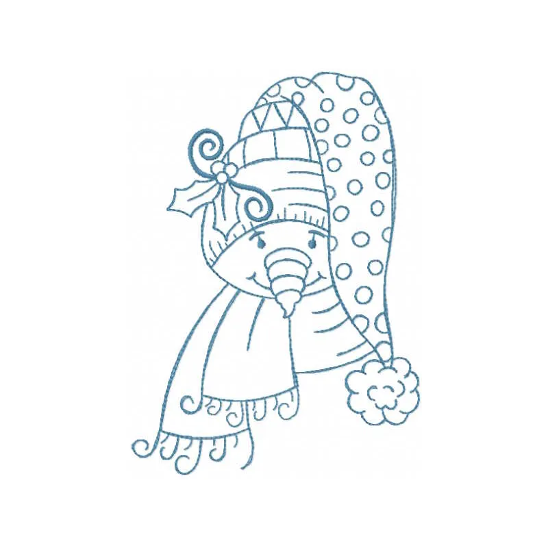 Vintage style snowman Christmas embroidery design featuring festive motifs for holiday stitching projects.