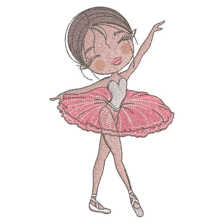 Pretty dancing ballerina embroidery design - Embroidery Design