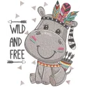 Preview of the Hippo Wild and Free embroidery design, showcasing a whimsical hippo motif for creative stitching.