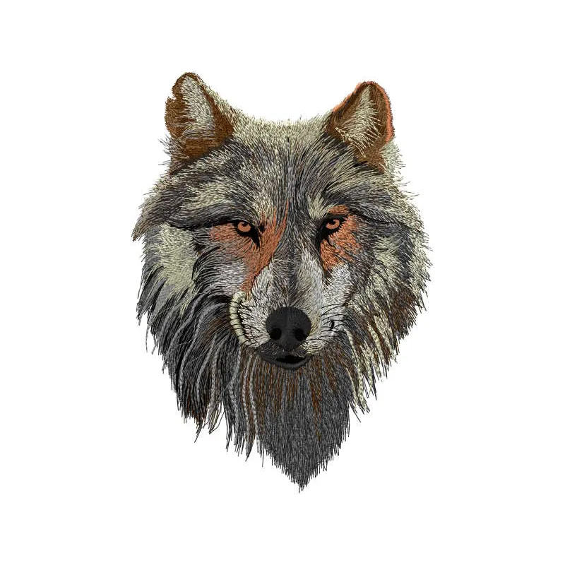 Wolf predator muzzle embroidery design showcasing intricate detailing, ideal for creating unique stitched motifs.
