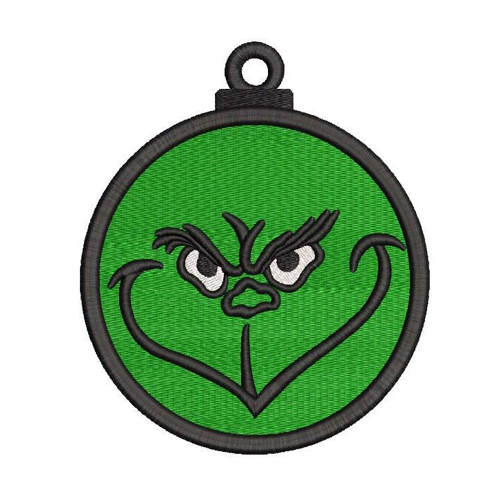 Grinch green christmas ball embroidery design - Embroidery Design
