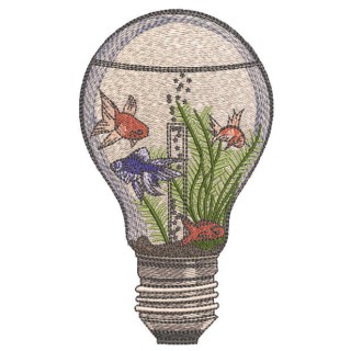 Aquarium in a light bulb embroidery design - Embroidery Design