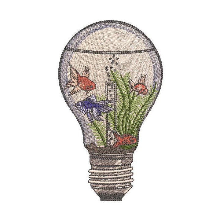 Aquarium in a light bulb embroidery design - Embroidery Design