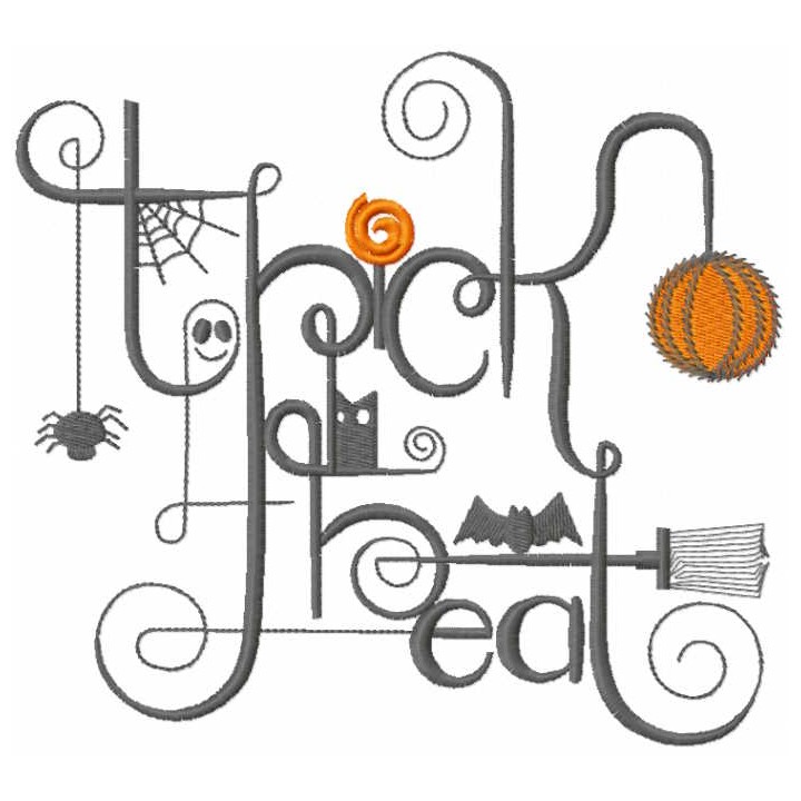 Trick Treat modern composition embroidery design - Embroidery Design