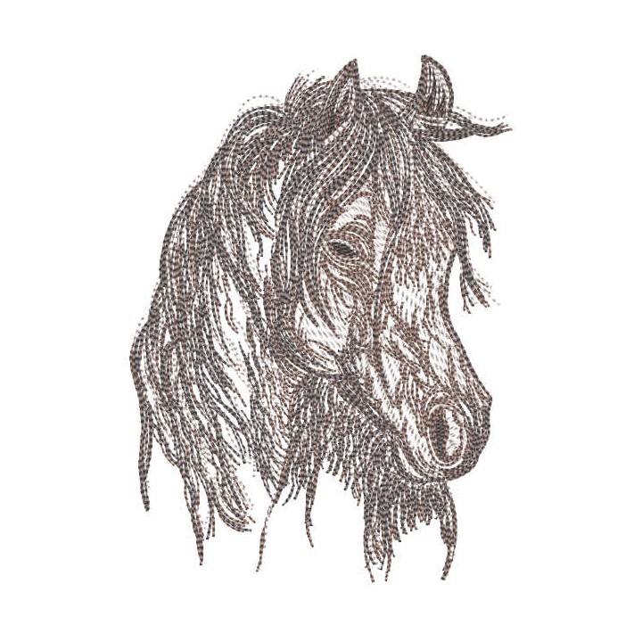 Horse head pencil sketch embroidery design - Embroidery Design