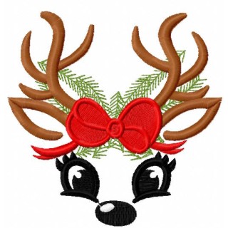 Face reindeer Christmas embroidery design - Embroidery Design