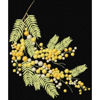 Acacia dealbata branch embroidery design - Embroidery Design