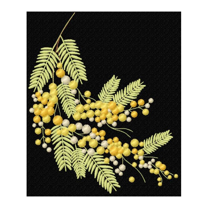 Acacia dealbata branch embroidery design - Embroidery Design