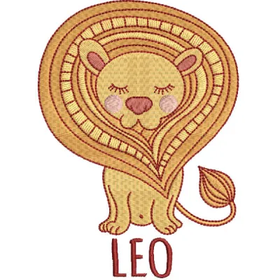 Main preview of the Zodiac Sign Leo art embroidery design, showcasing intricate stitching patterns for creative projects.