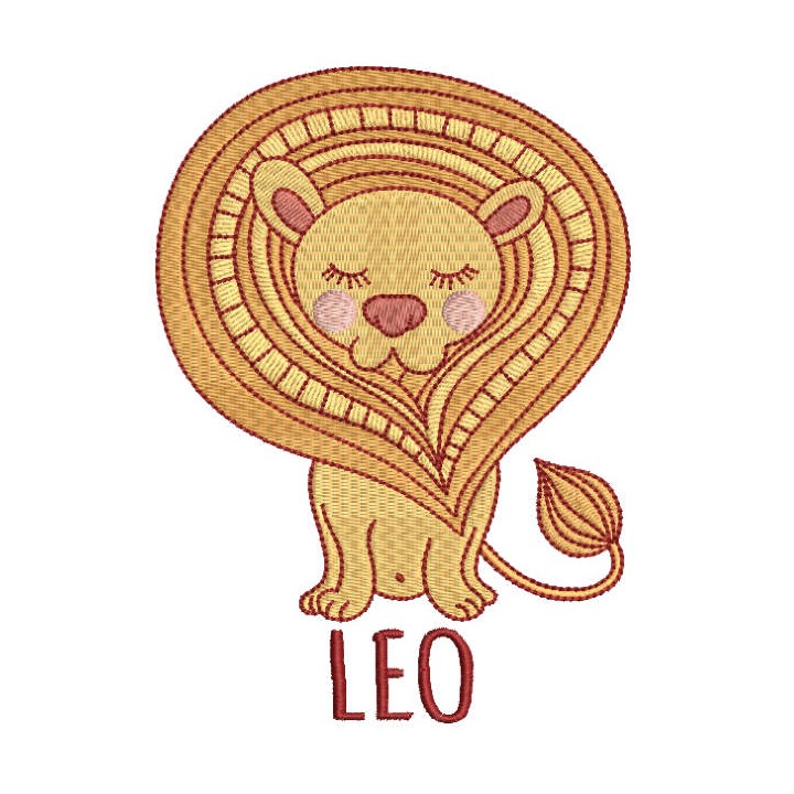 Zodiac sign leo art embroidery design - Embroidery Design