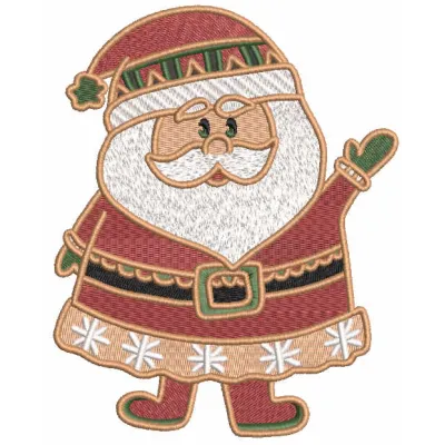 Preview of Santa hello Christmas embroidery design featuring a cheerful Santa Claus, ideal for festive stitching.