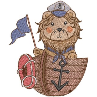 Lion captain on a ship embroidery design - Embroidery Design